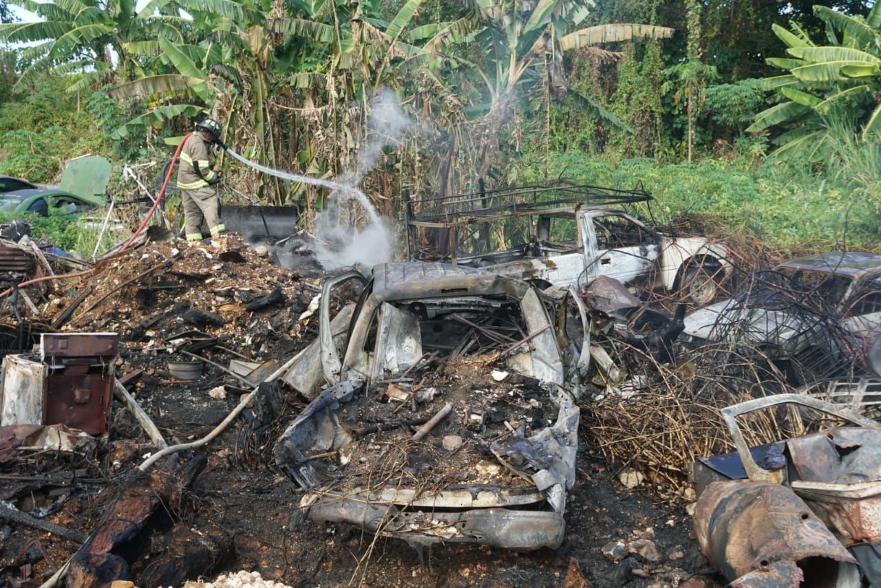 Fire burns junk cars in Barrigada